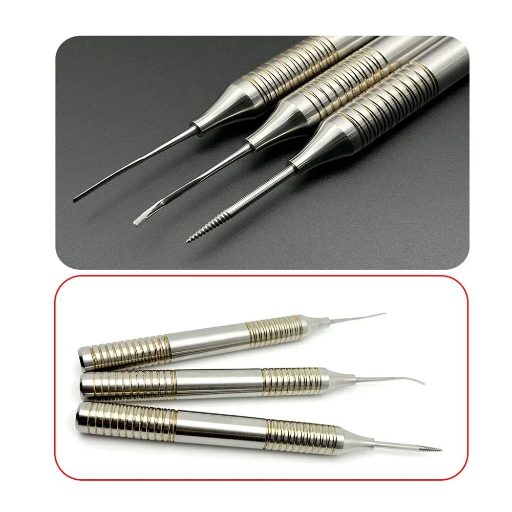 

3Pcs Dental Broken Root Drill Remnant Extractor Dental Dental Titanium Tip Drill Dentist Stainless Steel Tool