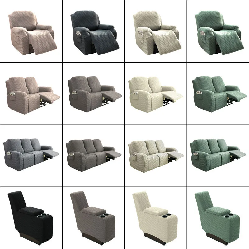 Grid Stretch Jacquard Recliner Chair Cover Lazy Boy Relax Recling Sofa Covers Single Armchair Slipcovers Furniture Protector