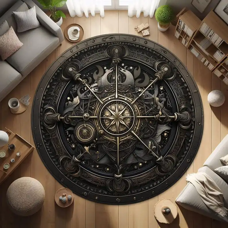 

Коврик с компасом викингов — готический круглый коврик Vegvisir, декор из скандинавской мифологии для спальни, гостиной, ведьминского скандинавского дома