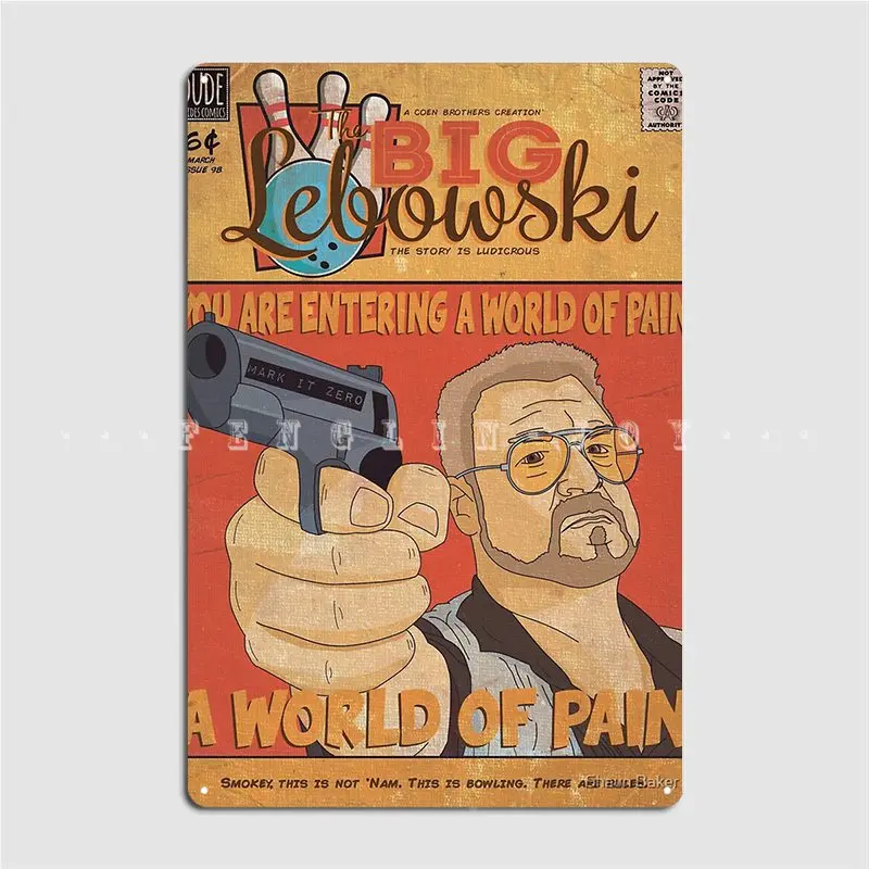 

Большой металлический знак Lebowski в стиле комикса, домашний ретро-постер для клуба, жестяной знак, постер