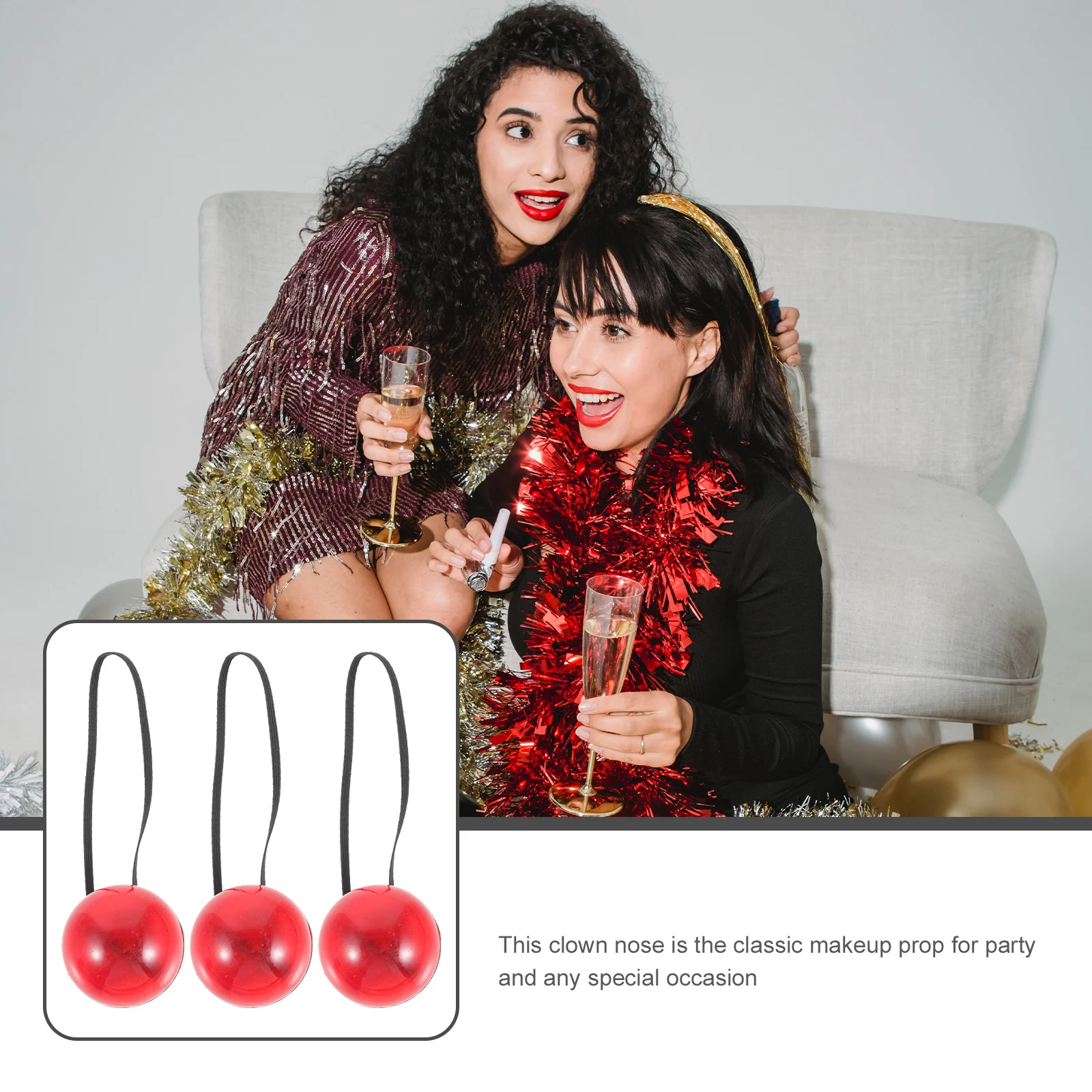 3pcs Glowing With Led Light Decor Clown Nose For Party Festive Supplies Performance Prop Holiday Decorations