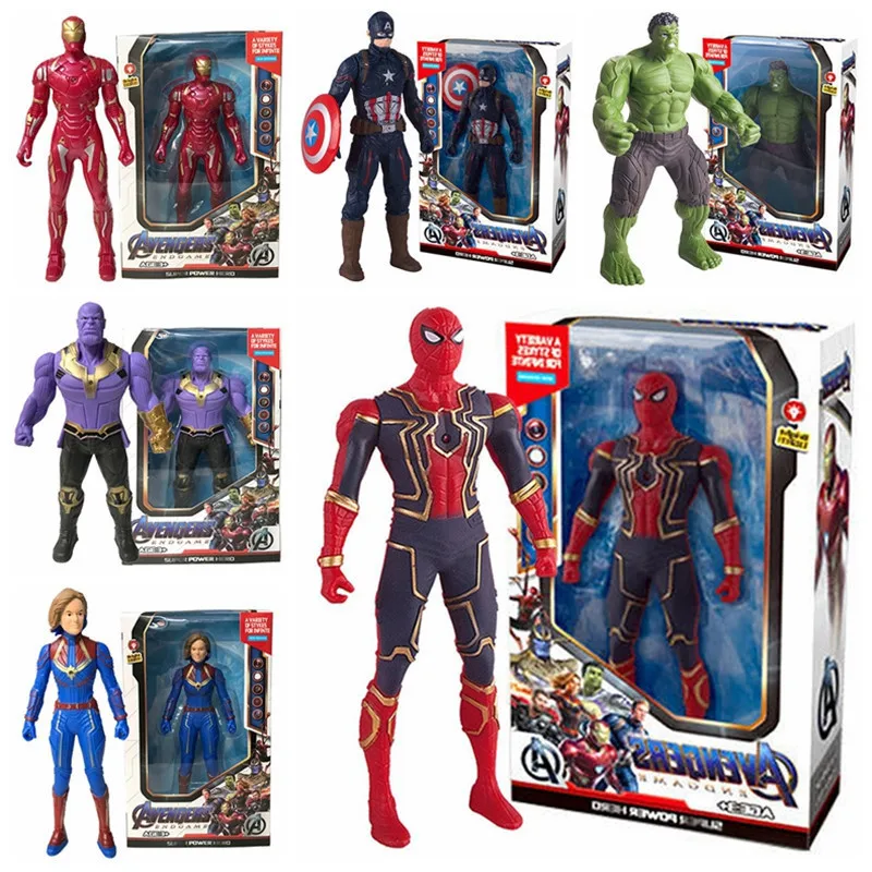 Marvel Capitan America Action Figure Modello Anime Luminescenza Iron Man Spider-Man L'incredibile Hulk Ornamento Regali di festa