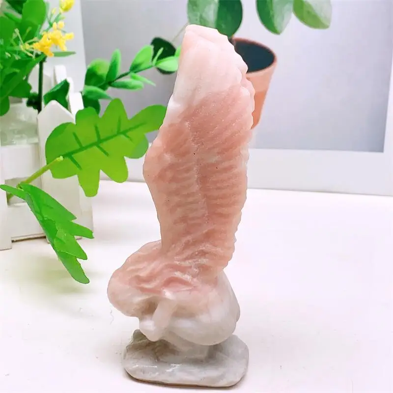 

Natural Pink Opal Angel Girl Carving Gemstone Reiki Healing Stone Lucky Crafts Room Desk Decoration Statue Gift 1pcs