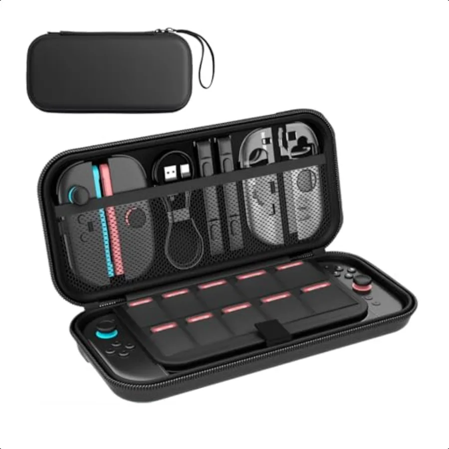 

Large Capacity Carrying Case for Switch 2 Hard Protective Shell for Switch Console and Accories with 10 Game Cartridges Bag Po