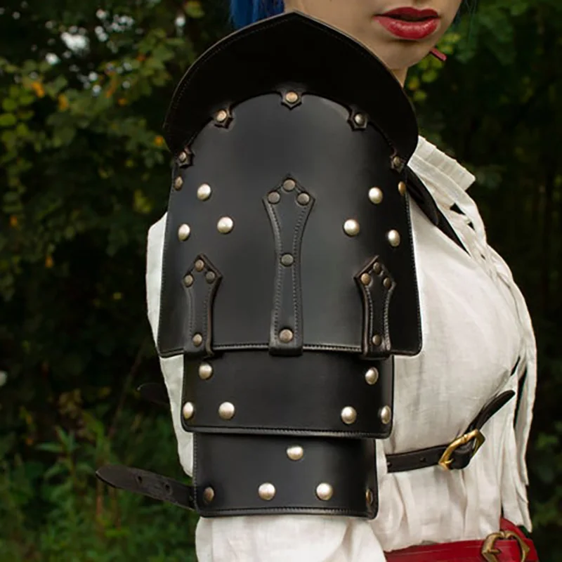 Medieval Viking Pirate Knight Shoulder Armor Gladiator Cosplay Costume Accessory Gothic Steampunk Leather Harness Belt Pauldrons