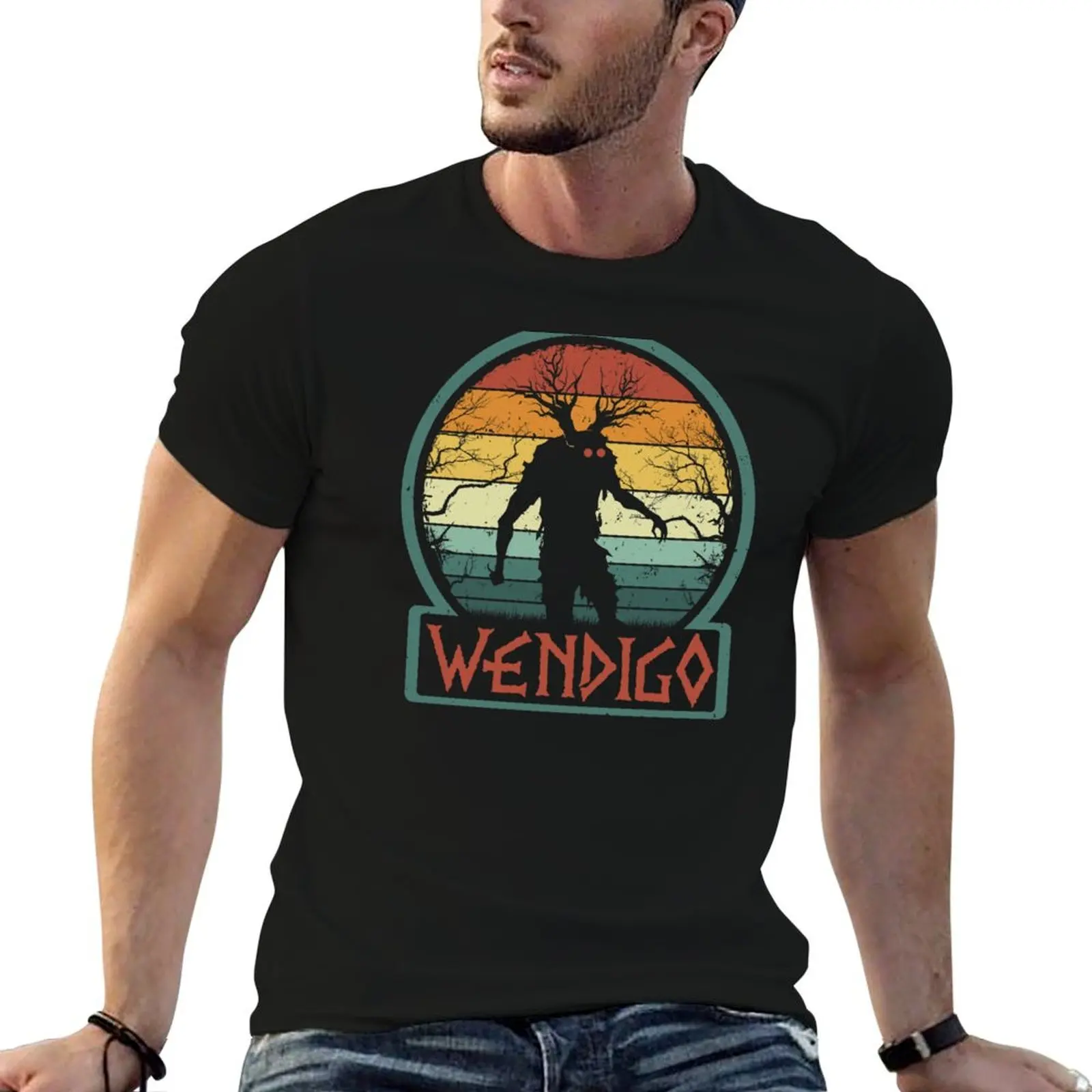 

Algonquian Retro shirt percent 100 Gift for man man T-Shirt t Monster Cryptid cotton cotton shirt t Vintage - Wendigo