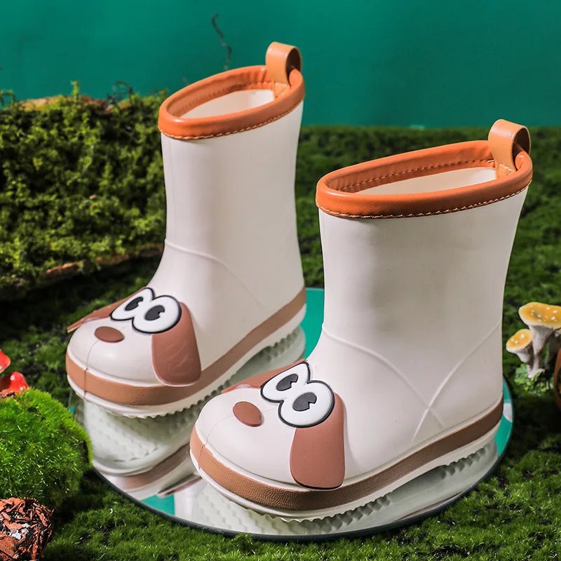 Cartoon Dog Children Rain Boots Fashion Boy Girl Non-slip Waterproof Water Shoes Outdoor Kids Rubber Mid-calf Boots Four Seasons