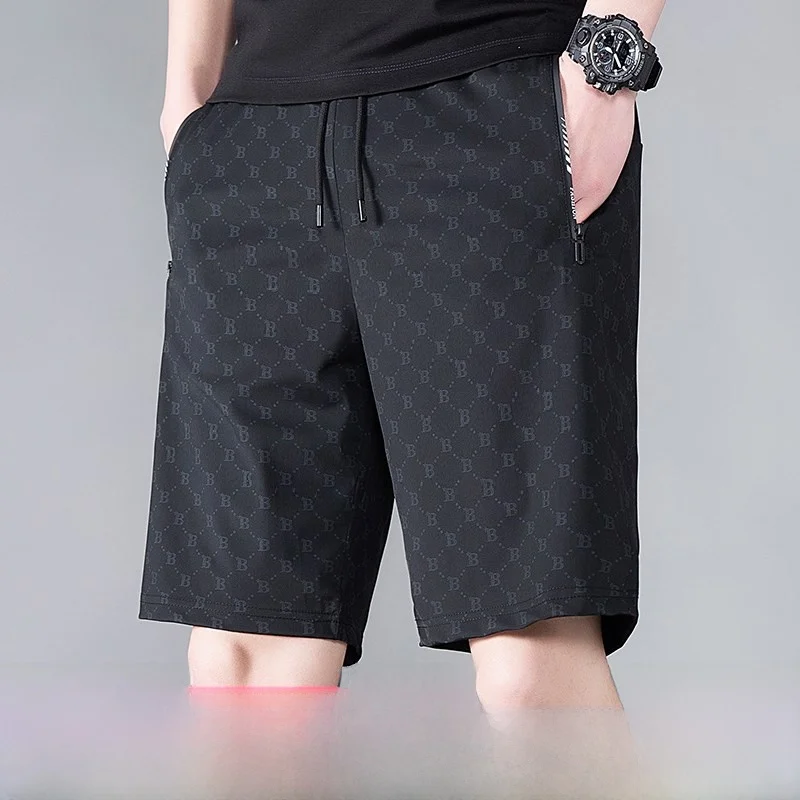 

Ice Silk Casual Pants Men's Summer Loose Fit Spor plus Size Five-Quarter Length Outerwear orts Faionable Lightweight