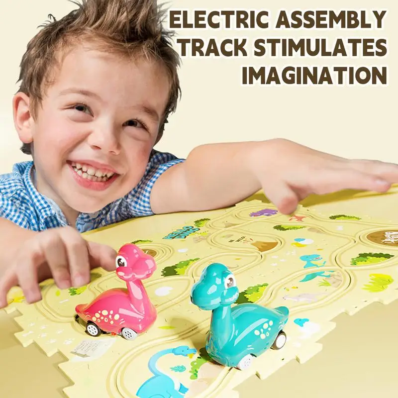 Dinosaur Track Puzzle DIY Puzzle Racer Kids Car Track Set Interactive Montessori Toy Funny Puzzle Track for Fun Boys Girls