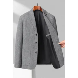 Mens Blazer Fashion Business Handsome Gentleman Korean Version of British Style Leisure Slim Solid Color Wedding Work Blazer