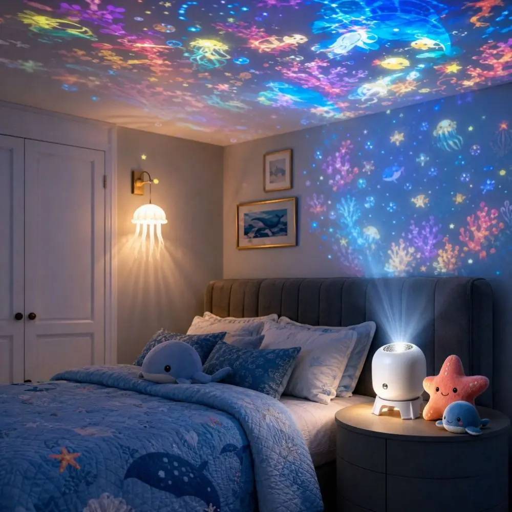 360 Degree Rotating Dreamy Ocean Projector Flexible Neck USB Rechargeable Party Ambient Light Dynamic Projector Ocean World