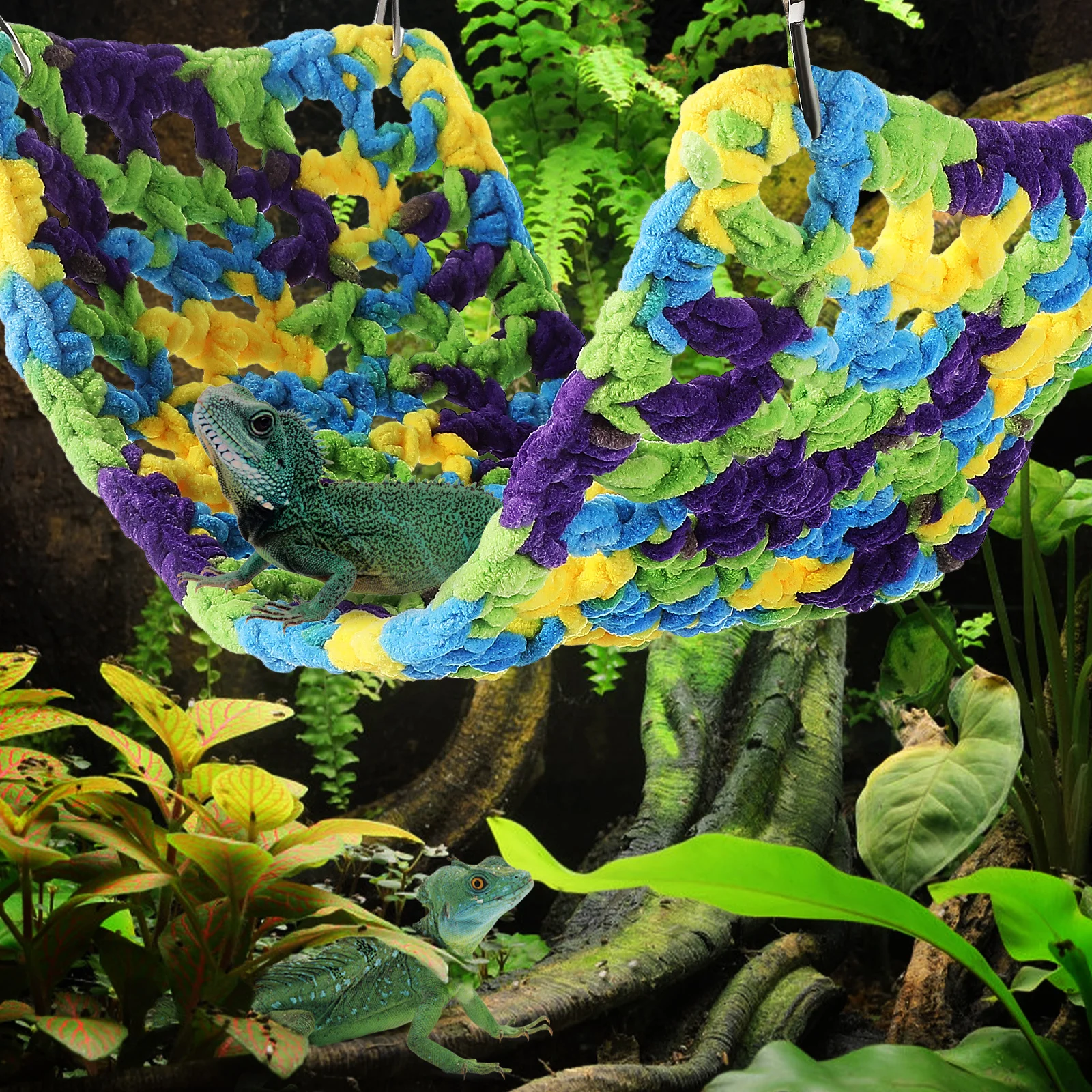 

Reptile Hammock Lizard Beds Bearded Dragon Furniture Foldable Hanging Fabric Cotton Space Saving Pet Bed Resting Mat Reptile