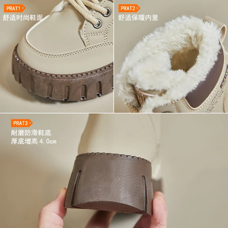 Immagine 5: Stivali da donna in cotone 2025 Inverno New Ins Stivali da neve foderati in pile alti da donna Stivaletti casual caldi streetwear