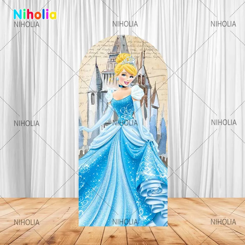 Cinderella Blue Backdrop Girls Princess Birthday Party Photograph Background Photo Wall Decoration Baby Shower Photo Booth