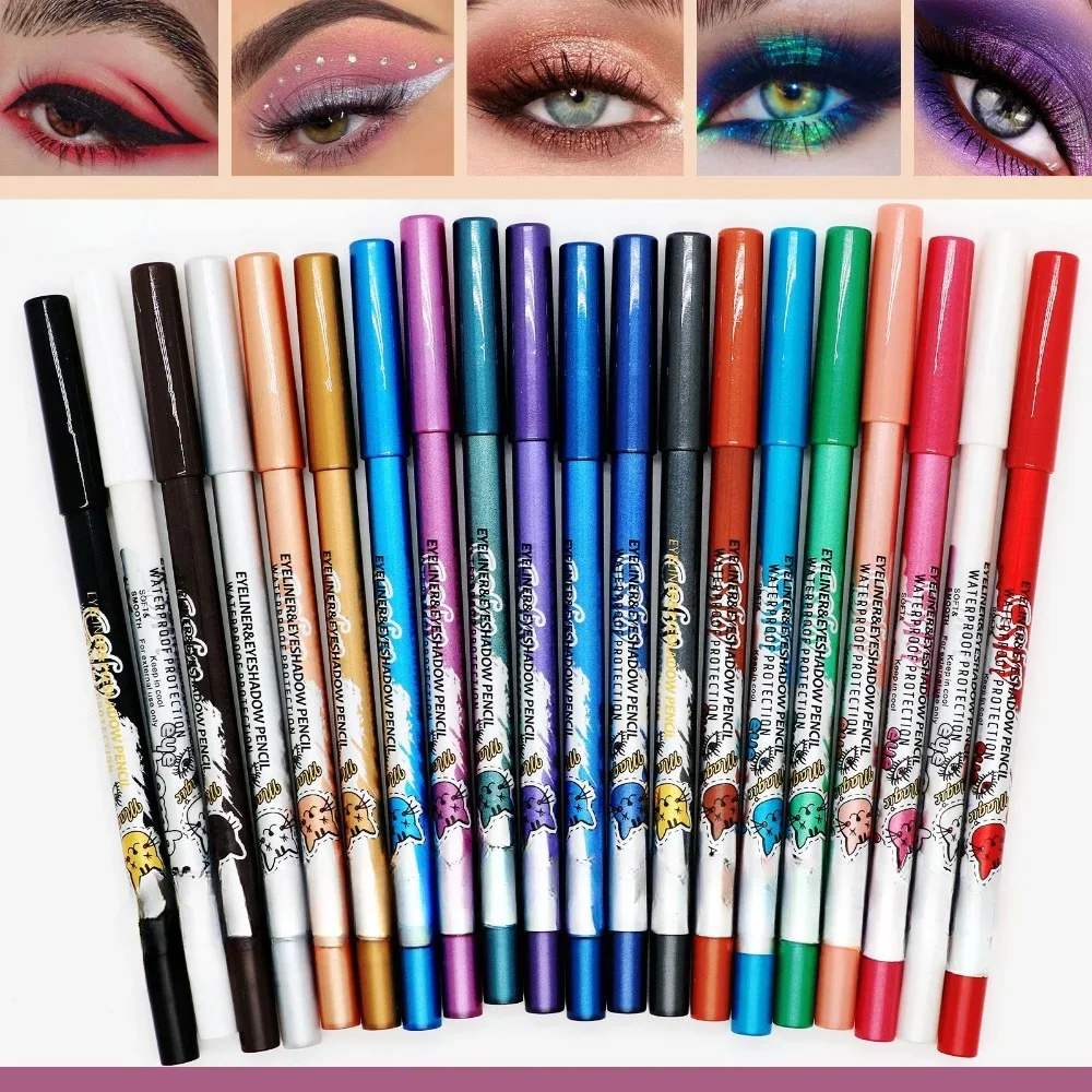 Quick-dry Eyeliner Pencil Colorful Long-lasting Eye Liner Pen Waterproof No Blooming Blue Pink Black Cosmetics Tools