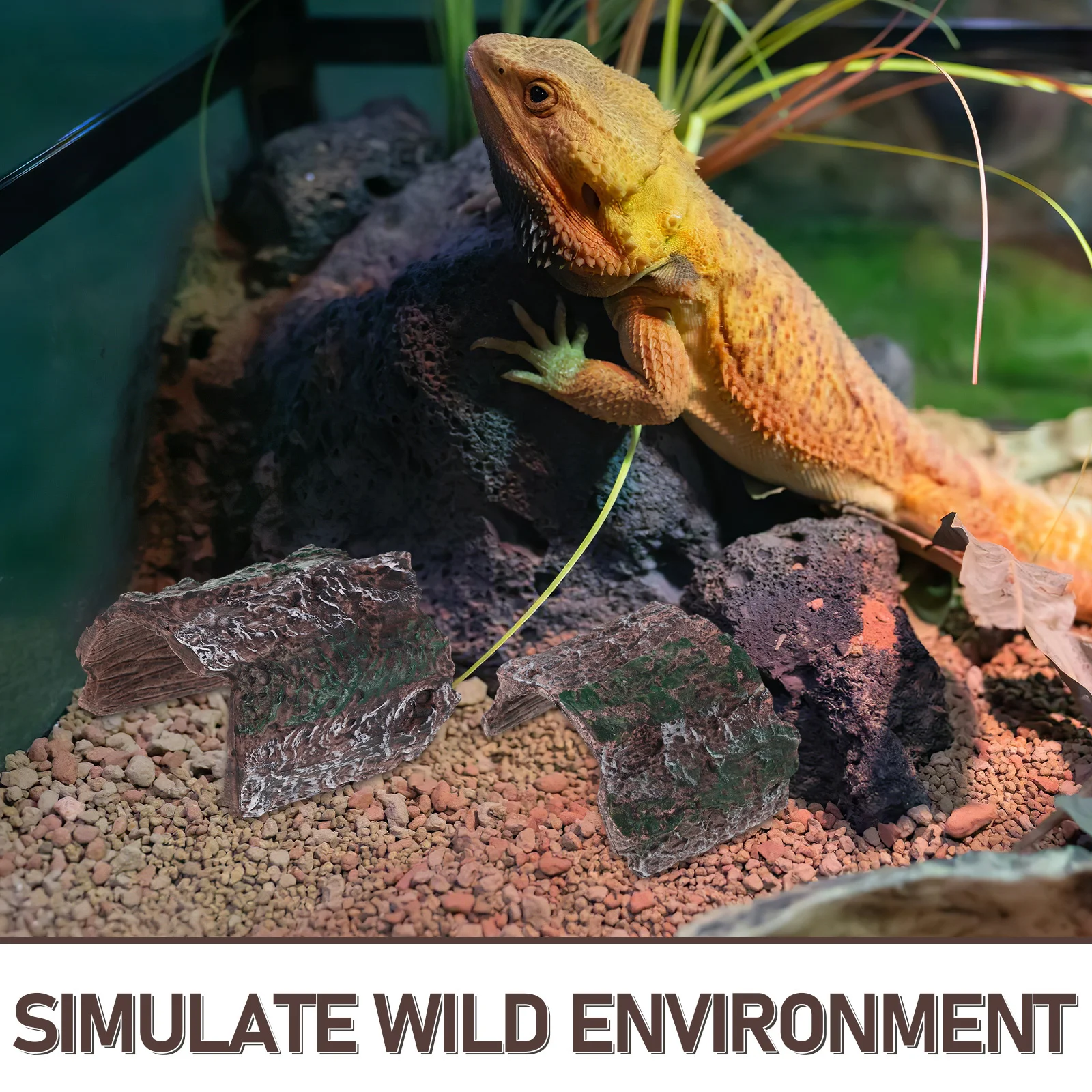 4 قطعة إخفاء الزواحف الكهف الطبيعي النباح تررم حوض السمك الديكور ل ليوبارد أبو بريص ثعبان العنكبوت بيتا سحلية المأوى إخفاء #5