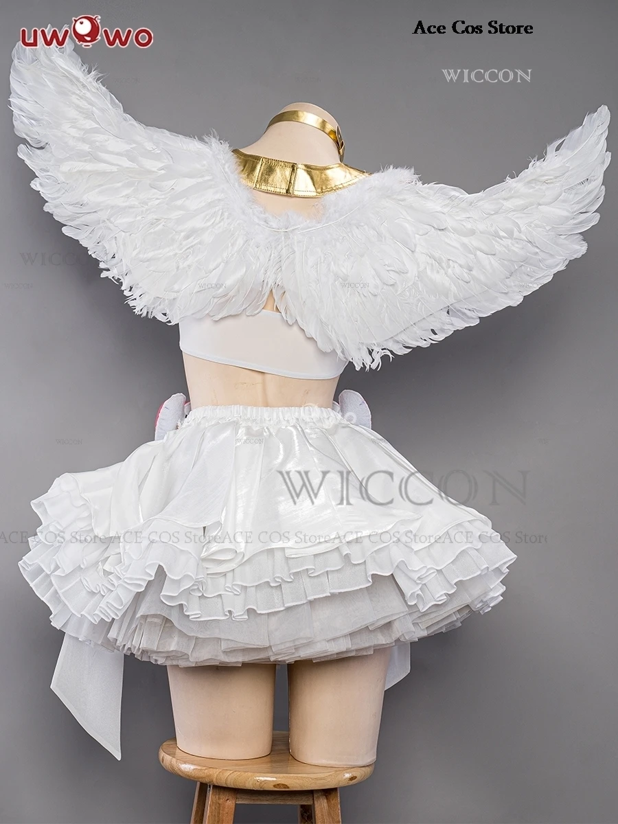 Anime Panty & Stocking Anarchy with Garterbelt Costume Cosplay Lolita Fancy Dress Angel Wing Gown Halloween Party Clothes Outfit