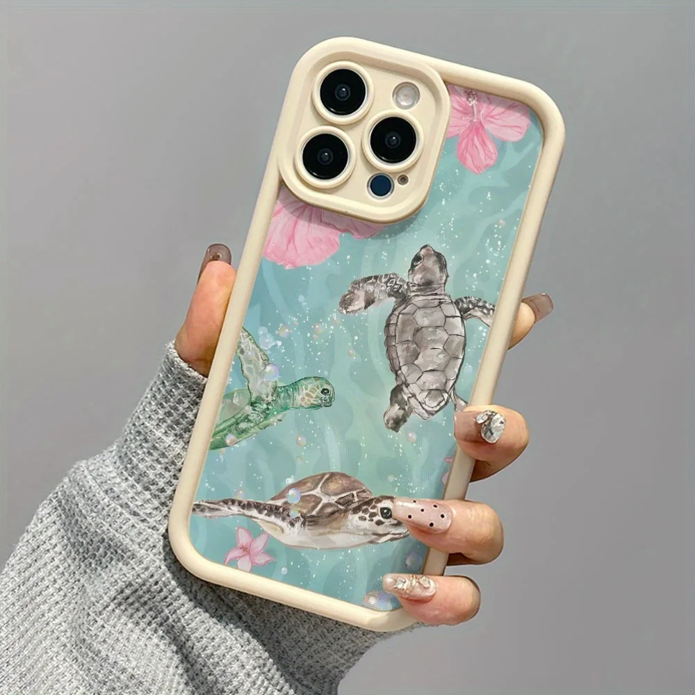 Elegant phone case with turtle flower design, fully protected and stylish for iPhone 17 to 11 Plus Pro Max