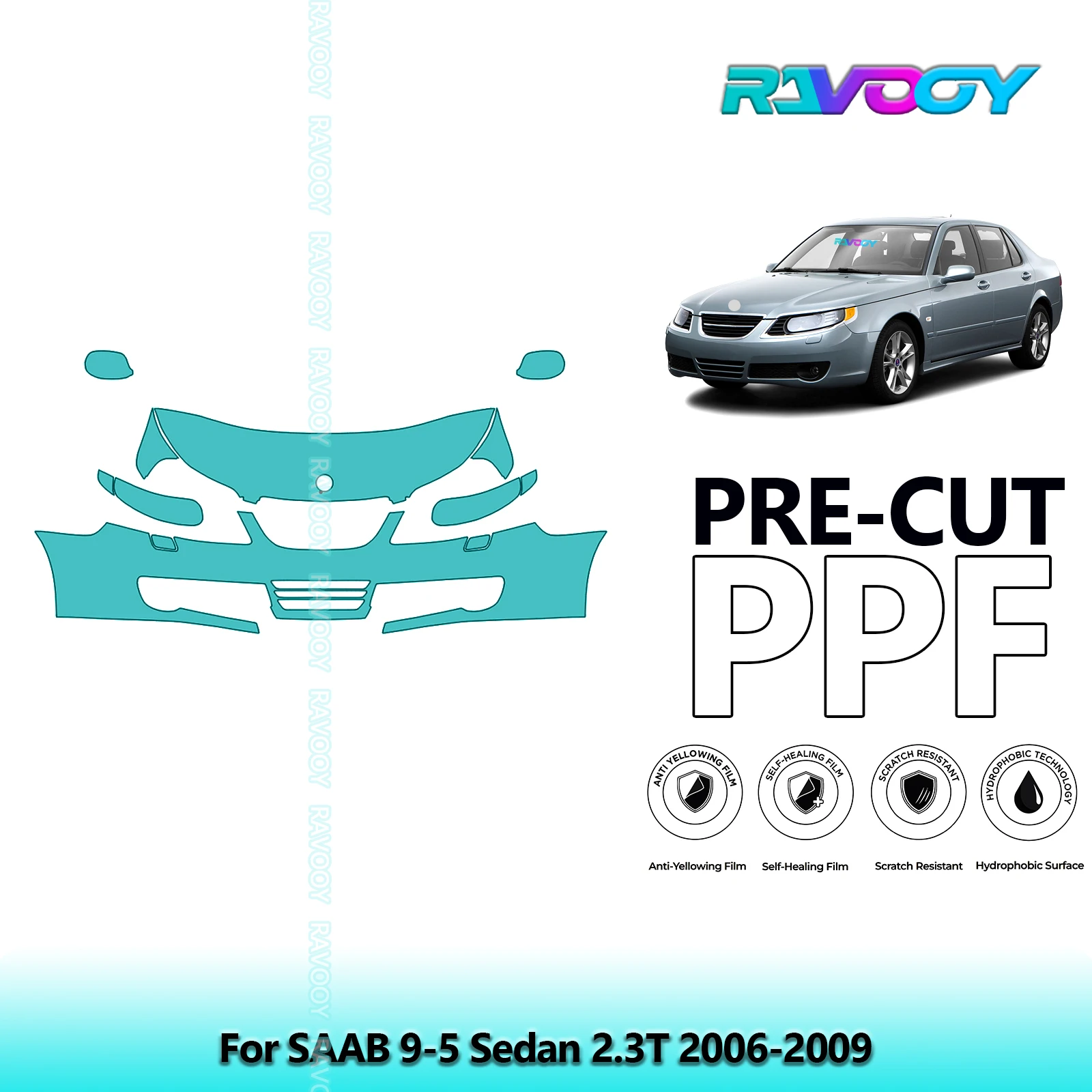 

Car Front Kit Clear Bra Precut PPF Paint Protection Film For SAAB 9-5 Sedan 2.3T 2006-2009