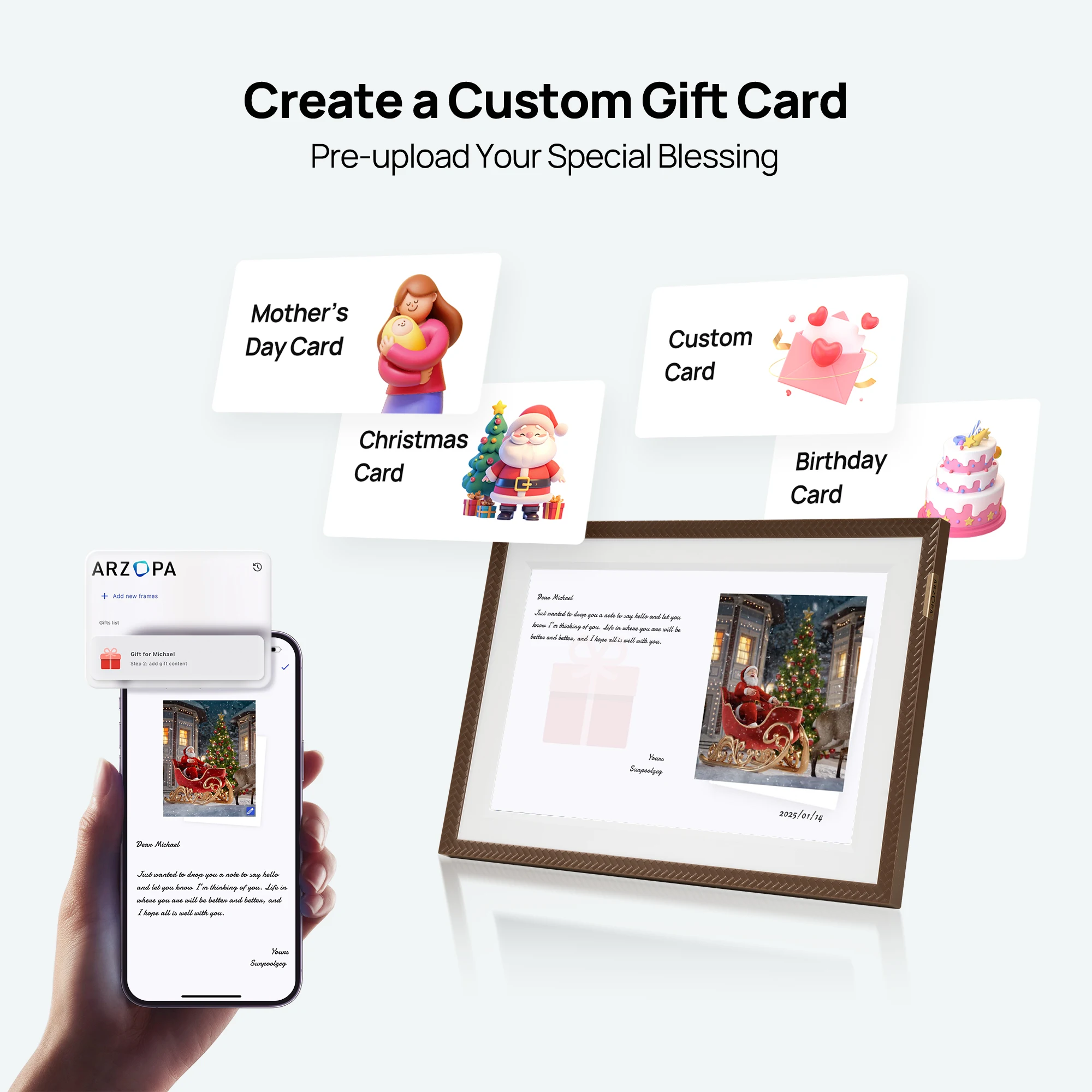 ARZOPA 10.1 インチ WiFi タッチデジタルフォトフレーム 1280*800 HD クラウドスマートフォトフレーム 32GB
