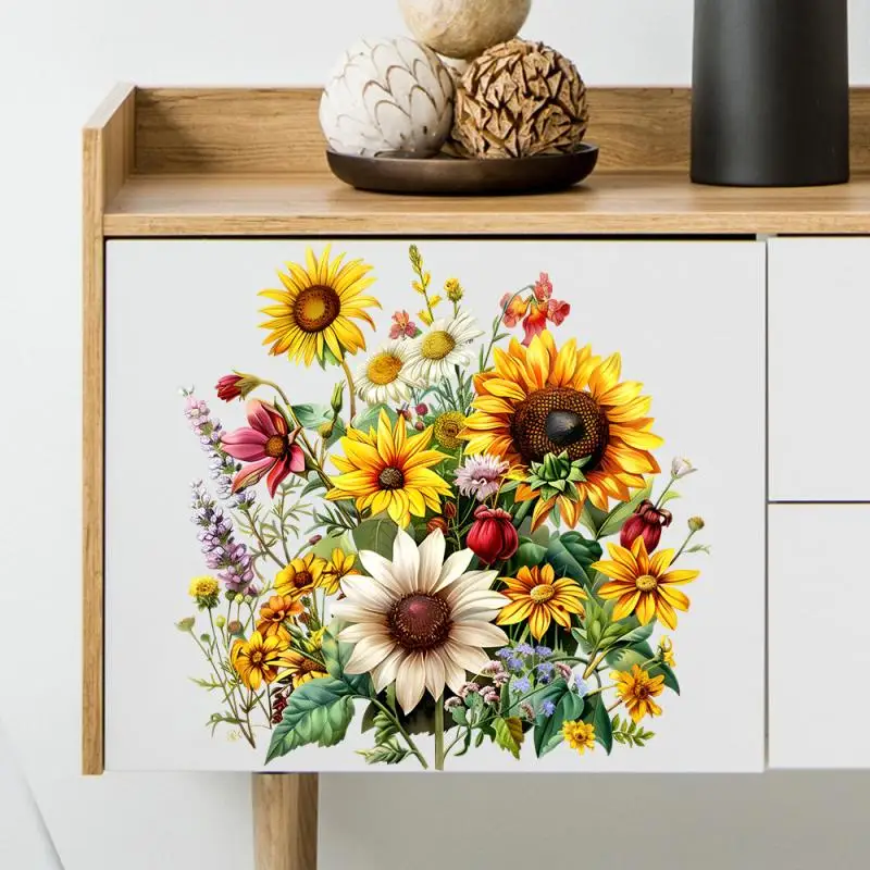 

Sunflower Bathroom Toilet Sticker WC Closestool Wall Sticker Self Adhesive Mural Beautify Flower Home Decoration Decals