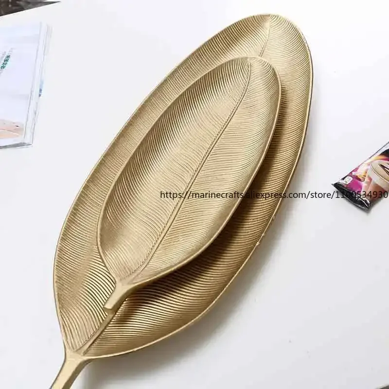 

Nordic Golden Leaf Dessert Fruit Plate Afternoon Tea Plate KTV Hotel Decorations Home Decor Accessories Tray