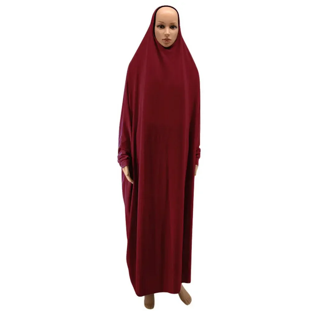 Eid Djellaba Hooded Khimar Muslim Women Prayer Maxi Dress Islam Overhead Full Cover Robe Kaftan Ramadan Gown Arabic Abaya Caftan