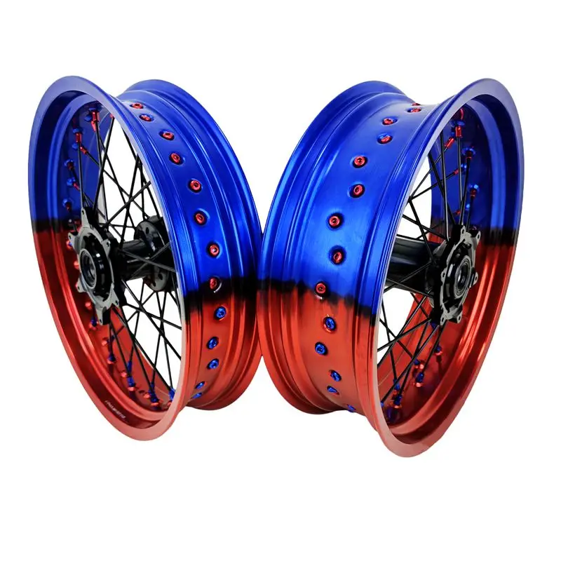 Fit KT M EXC 2009 Year 17*3.5 17*5.0 Wheel Set Motorcycle Supermoto Motard Bi Color Wheels
