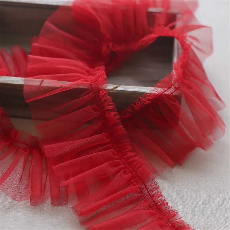 10CM Wide Tulle Frilled Mesh 3d Pleated Fabirc Lace Embroidery Fringed Ribbon Ruffle Trim Dress Collar Applique DIY Sewing Decor