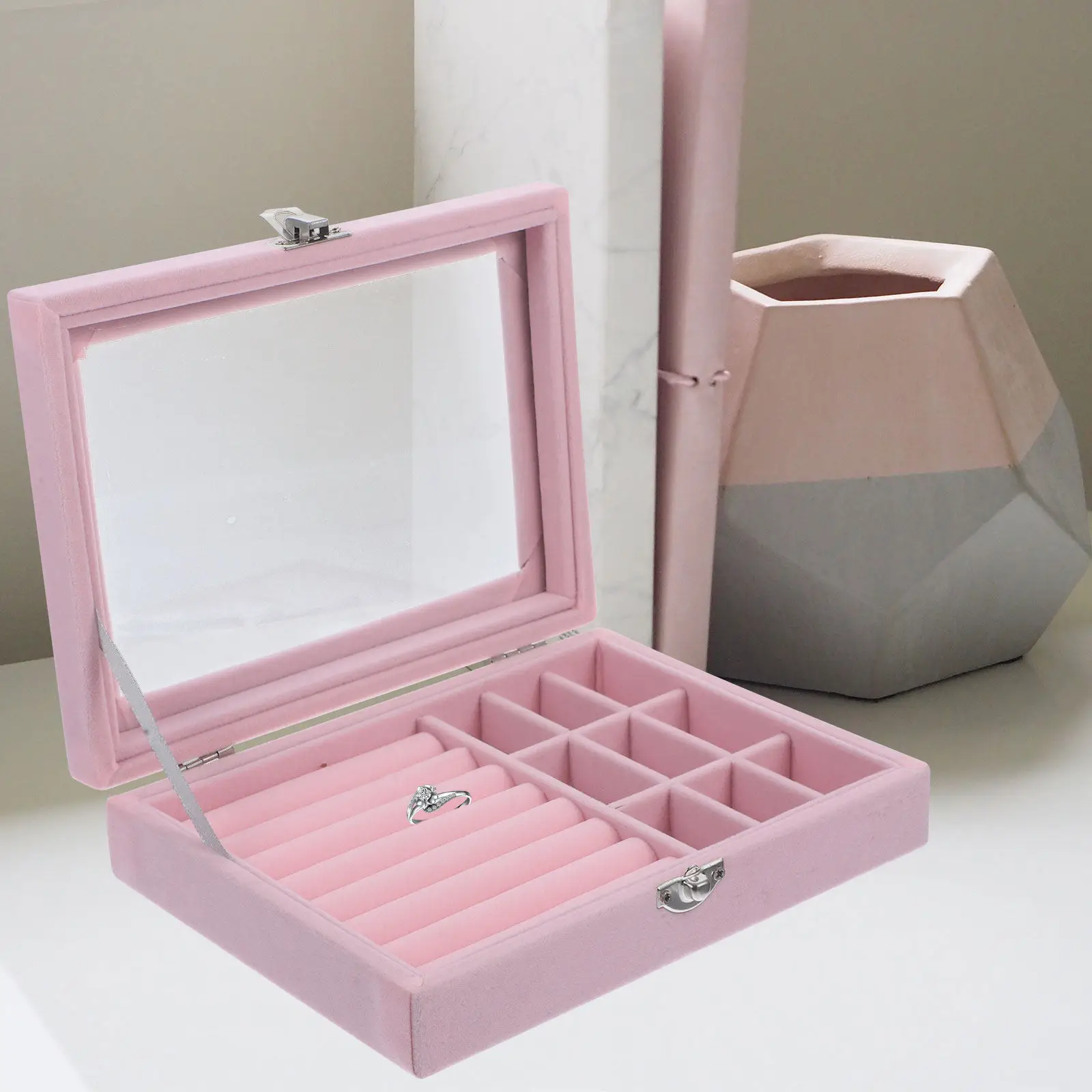 

1Pcs Jewelry Organizer Box High Capacity Necklace Earring Ring Display Storage Case Travel Friendly Compact Design for Women
