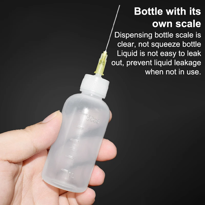 Botella de Alcohol líquido de plástico para dispensador de colofonia, pasta fundente de soldadura para teléfono, limpieza de PCB, herramientas de reparación de soldadura, 50ML