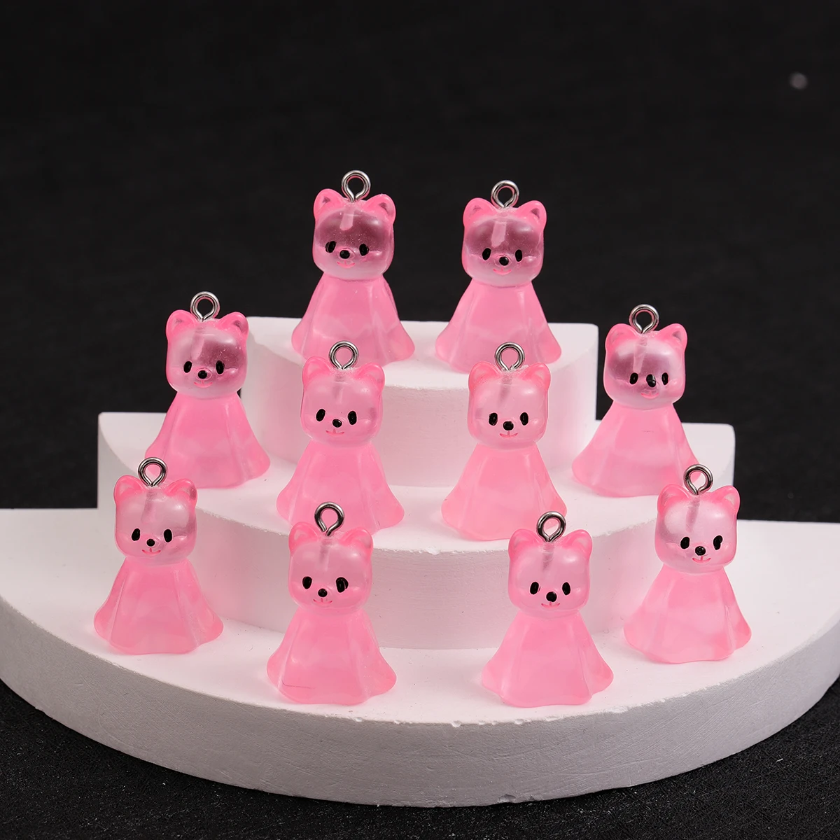 10pcs Cute Dog Face Resin Charms Luminous Animal Pendants for DIY Jewelry Making Handmade Keychain Earring Necklace Accessories