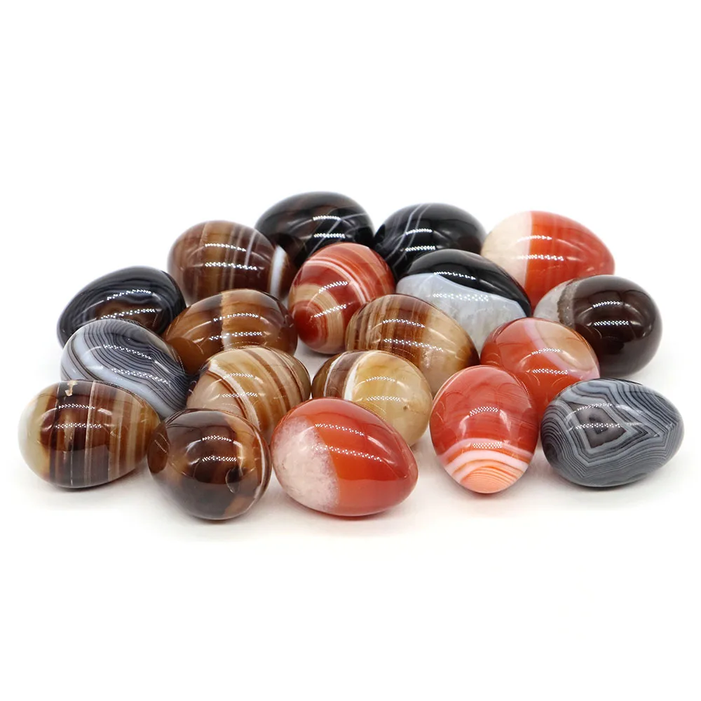 21x29mm Mini Egg Natural Stone Black Red Brown Agate Healing Crystal Reiki Gemstone Energy Egg for Massage Meditation Home Decor