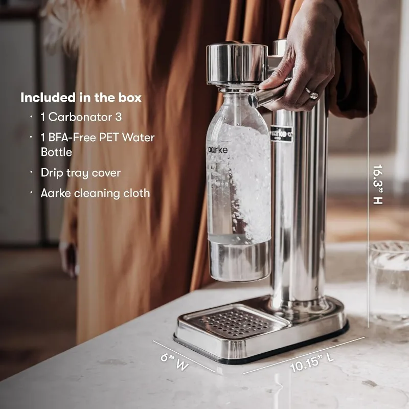 aarke - Carbonator III Premium Carbonator-Sparkling & Seltzer Water Maker-Soda Maker with PET Bottle (Stainless Steel)