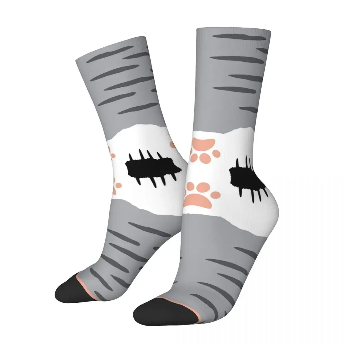 Cat Paw Socks Grey Socks Harajuku Super Soft Stockings All Season Long Socks Accessories for Unisex Gifts