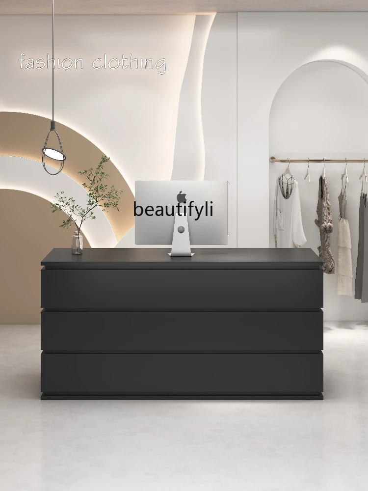 

Black Paint Cashier Clothing Store Counter Barber Shop Bar Reception Desk