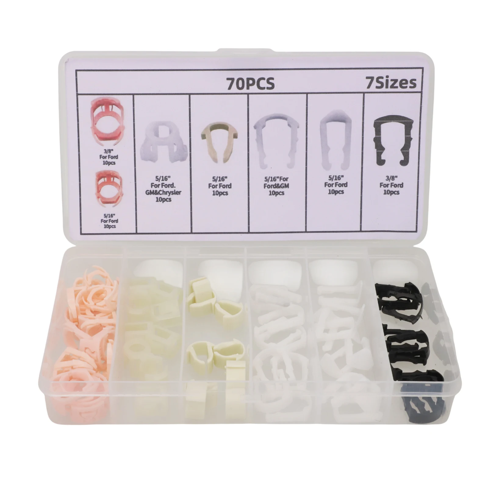 Fuel Line Retainer Clip Kit 70 Pieces Plastic Nylon for Ford Automotive 61280 Fuel Line Repair Replacement Parts