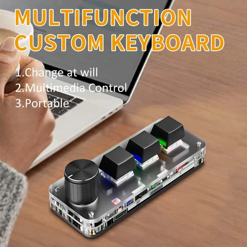 Imagen 2 del producto Teclado Bluetooth personalizado de 3 teclas, 2,4G, perilla Macro, copia de pegar, tecla de acceso directo, juego de deportes electrónicos, Mini teclado mecánico con enchufe caliente
