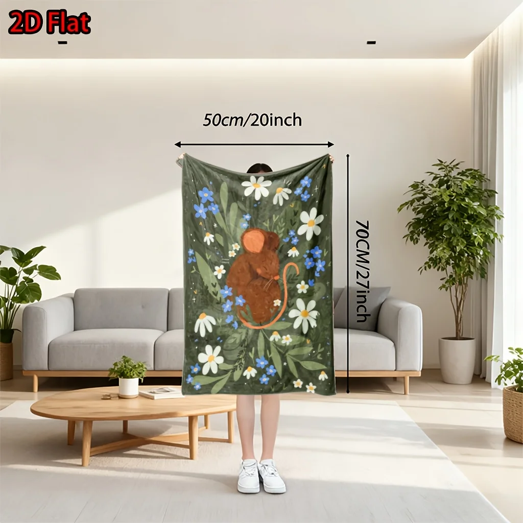 Cute Woodland Floral Squirrel Throw Blanket Decorative Throw for Couch Bed Cozy Spring Forest Nursery Rustic Farmhouse Gift