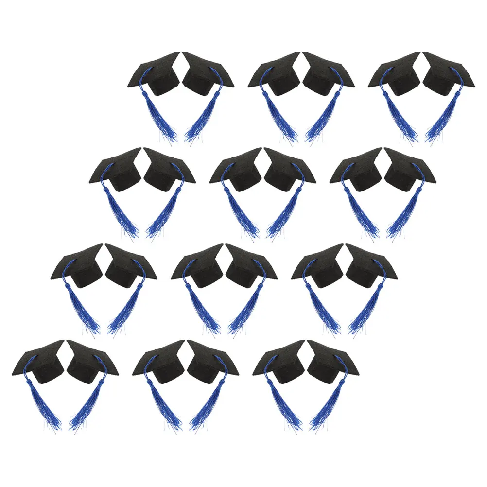 

24 Pcs Mini Graduation Cap Ornament Party Hats 2025 Cake Decoration Supplies Topper Bottle Cover Toppers Has