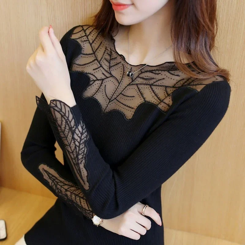 Wear Fashion Sexy Lace Pullover Sweater Blusas Clothes for Women Tops Shirts Blouses