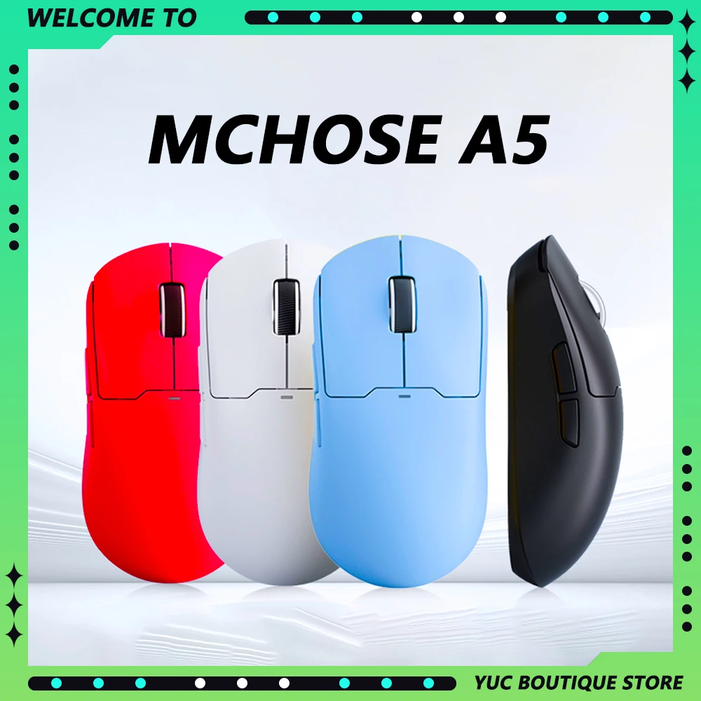 Mchose A5 Pro Max Ultra Gaming Paw3395 E-sport Mouse Lightweight Wireless Bluetooth 3-Mode Customize Mice Pc Accessory Gift