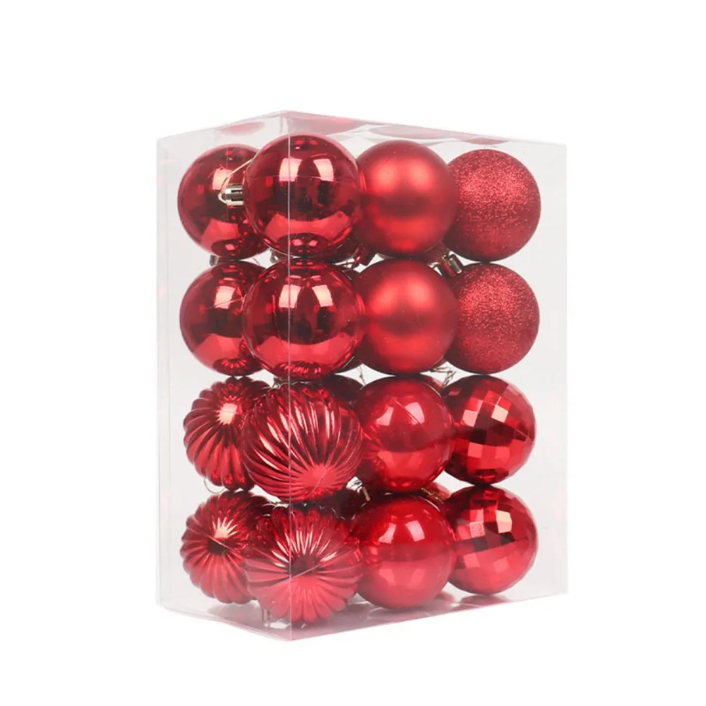 

24PCS Durable Plastic Christmas Ball Set 6CM Suspensable Christmas Tree Balls 11 Colors Xmas Ornament Ball Scene Supplies