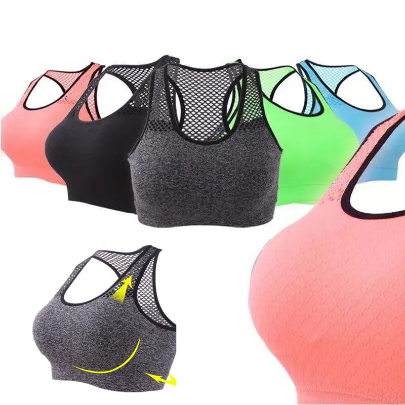 Breathable Women Active Bra Sports Bra Sexy Hollow Out Sports Top Push Up Gym Fitness Underwear Female Running Yoga Bra Tank Top