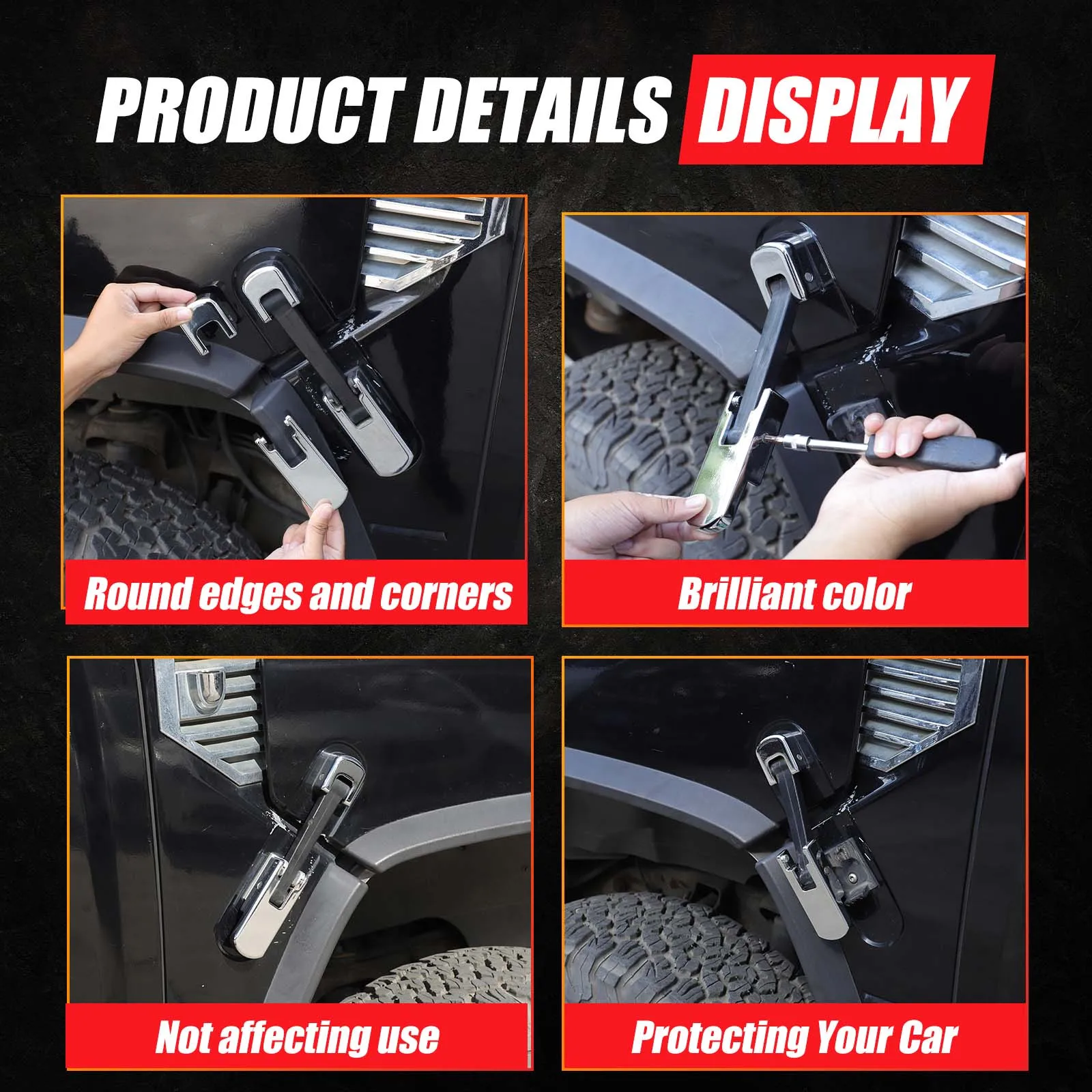 سبائك الألومنيوم الفضة ل هامر H2 2003-2009 غطاء السيارة الجانب المفصلي غطاء الكسوة ملصق اكسسوارات السيارات الخارجية (استبدال) #6