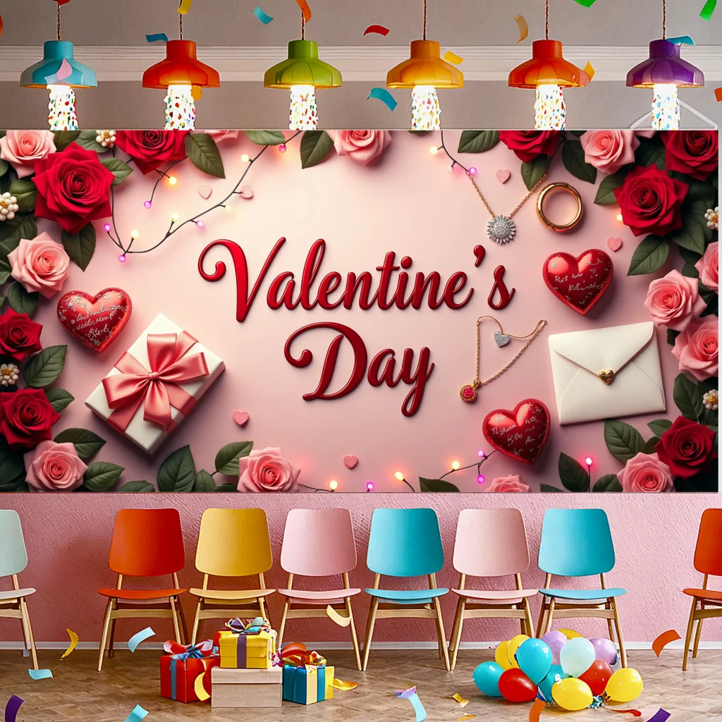 Roses   Photo booth   Romantic   Customizable   Printed   Background   Decorative   Banner   for Wedding