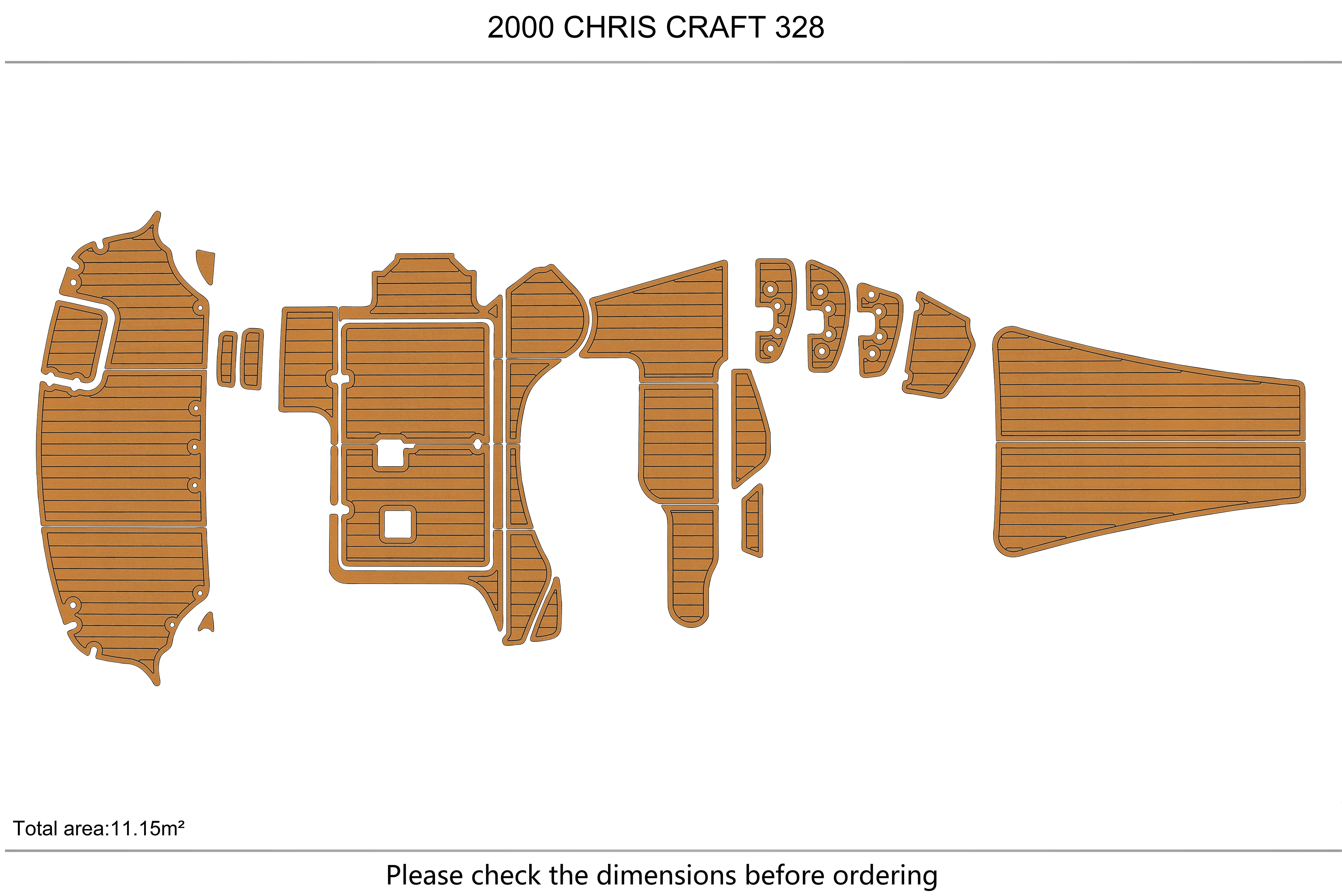 Eva foam Fuax teak seadek marine floor For 1998-2003 CHRIS CRAFT 328 Cockpit Swim platform bow 1/4