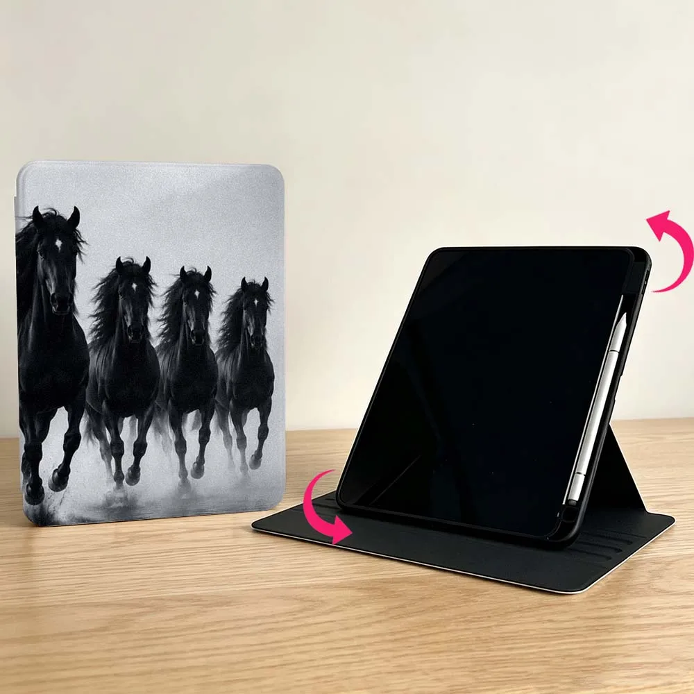 Wild Horses Running For Samsung Galaxy S11 S10 S9 S8 S7 S6 A11 A9 A8 A7 Lite Plus Ultra 360° Rotation Tablet Case Soft