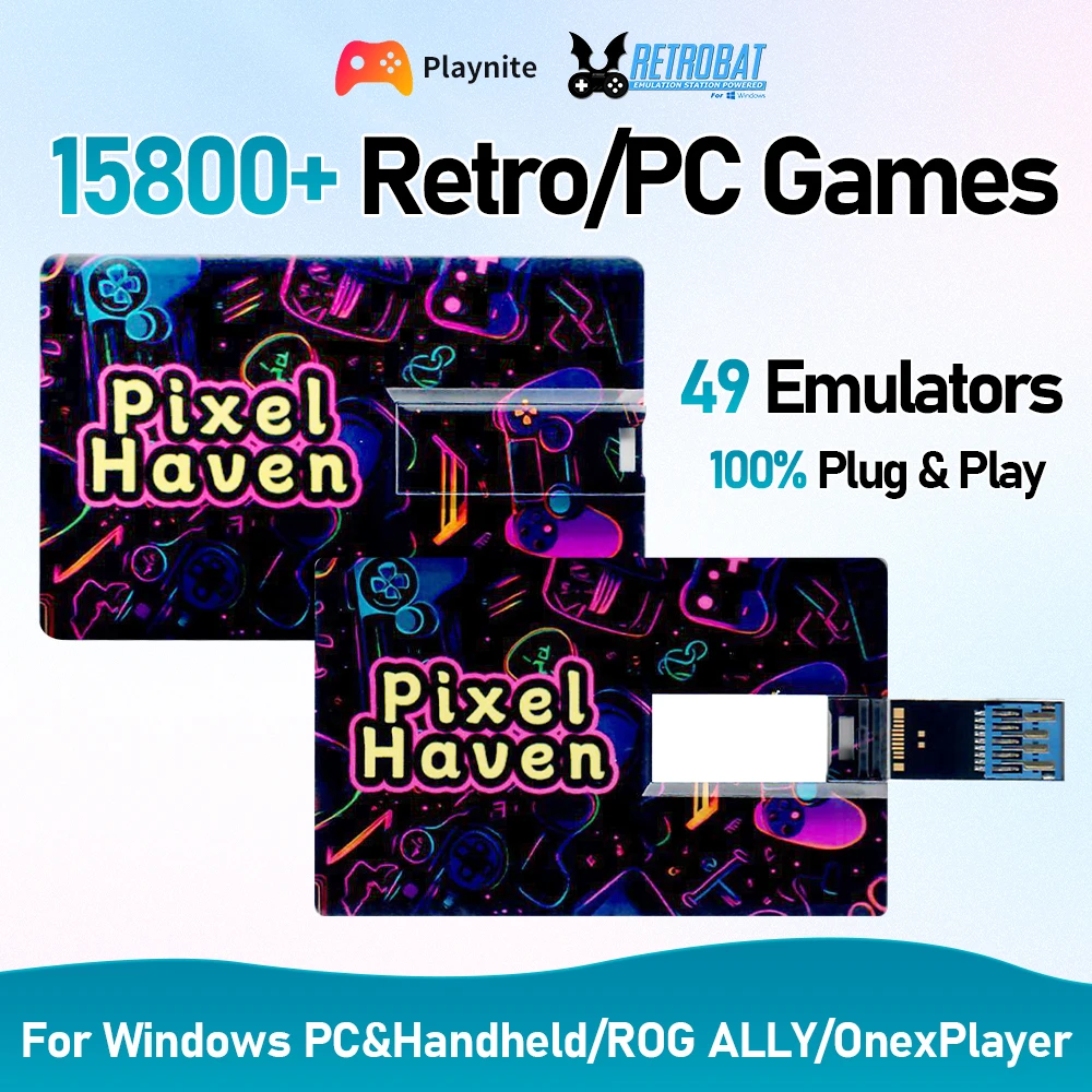 

256G Game Card Pixel Haven With 15800+ Retro&PC Games Emulators For PS3/PS2/Switch/WIIU/NES/NDS/SNES/N64 for Windows PC&Handheld