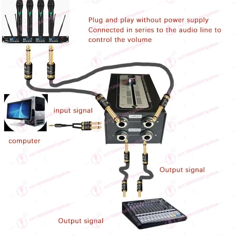 

Desktop Volume Wire Control Connected To Computer Speaker Amplifier Audio Adjustment 2-Way 6.5 Volume Adjustment Controller